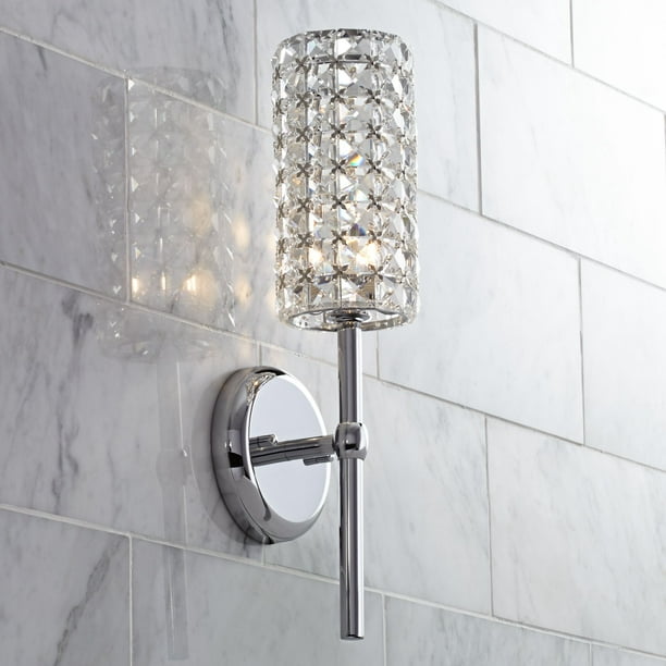 Modern Crystal Wall Lamp Chrome Sconce Wall Light for Living Room Bathroom K3Q4